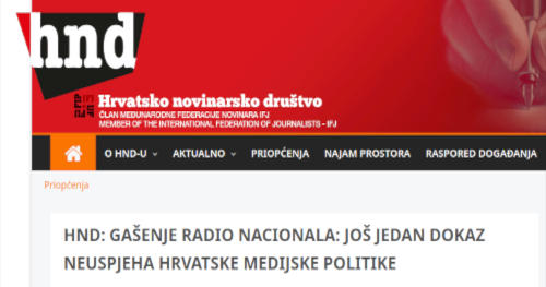 HND objava o prestanku rada Radio Nacionala